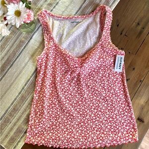 Old Navy Red Ruched Sleeveless Tank Top